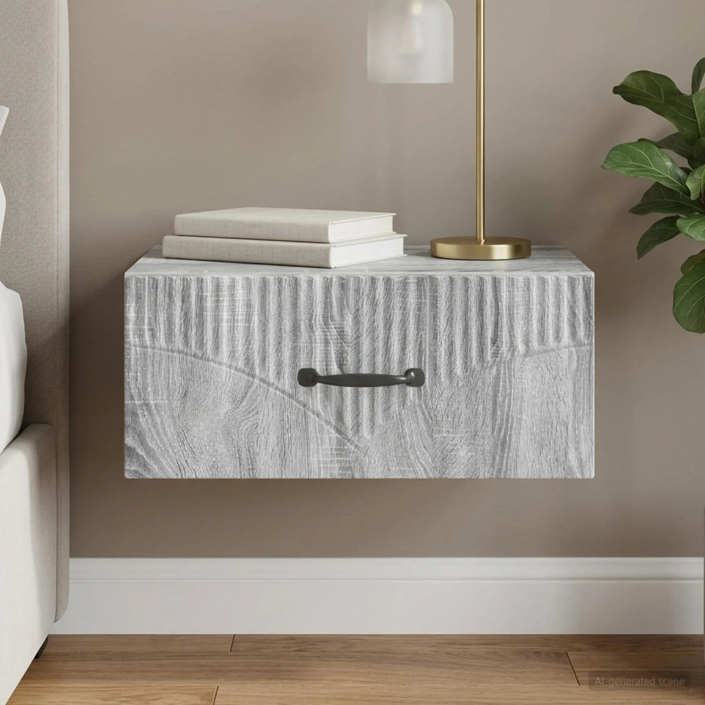 Mobiletto da notte a muro Grigio Sonoma 49 x 34,5 x 20 cm 898967