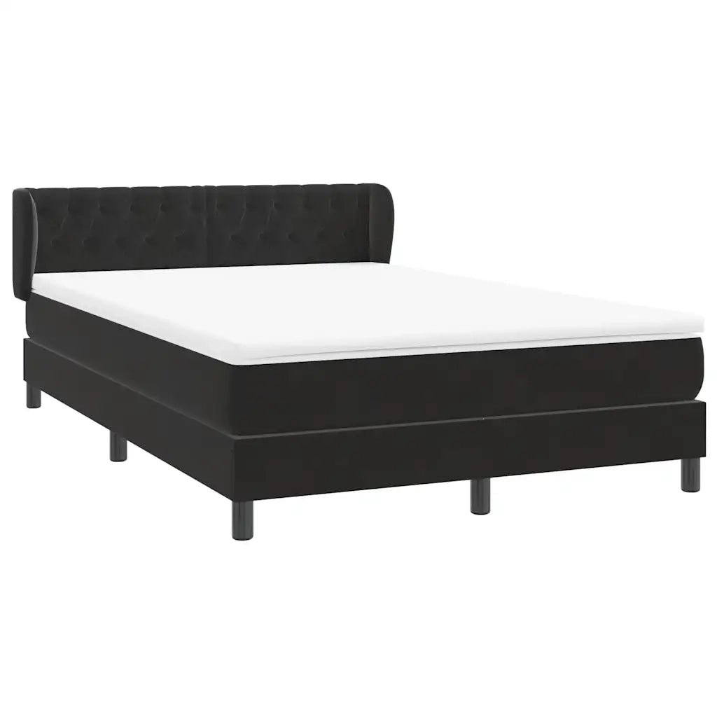 Giroletto a Molle con Materasso Nero 160x210 cm in Velluto