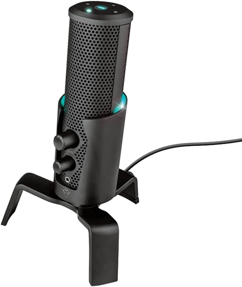 Trust Gaming GXT 258 Fyru Microfono PC, 4 Pattern Di Registrazione, Illuminazione LED, Microfono USB Per Computer, PS4, PS5, Streaming, Twitch, YouTube, Discord, Canto, ASMR, Podcasting - Nero