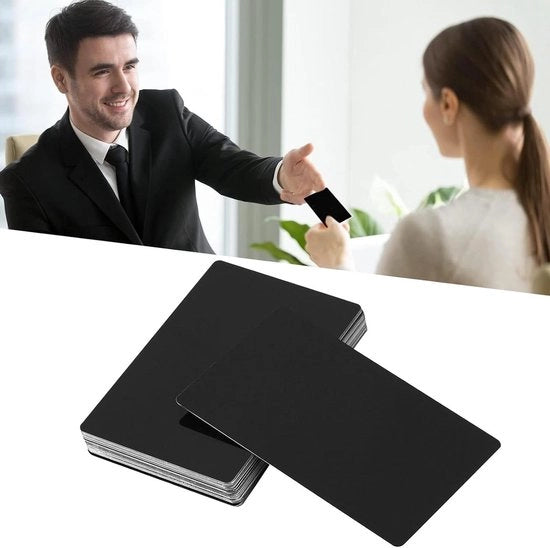 Visitecarte in Alluminio Metallico Blanco, 0.22mm, 8.6x5.4cm, 50 pezzi, Nero
