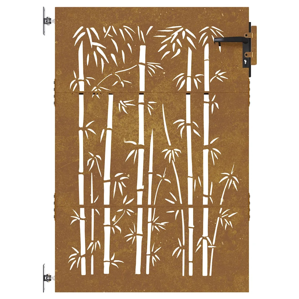 Cancello da giardino 85x150 cm in acciaio Corten e bambù 153235