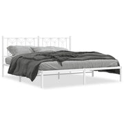 Letto matrimoniale | Letto per adulti | Giroletto con Testiera Metallo Bianco 180x200 cm