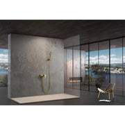 IMEX Miscelatore doccia in ottone e zama con finitura PVD oro spazzolato tubo flessibile metallico 180 cm cartuccia ceramica Ø35 mm supporto in ABS maniglia rotonda per doccetta - Modello Imex-BDR