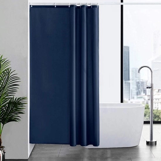 Douchegordino Acquatico Blu Marino Antimuffa Tessuto Poliester Impermeabile per Docce, 120x200cm, 8 Haken, Materiale Lavabile per Vasca o Bagno.