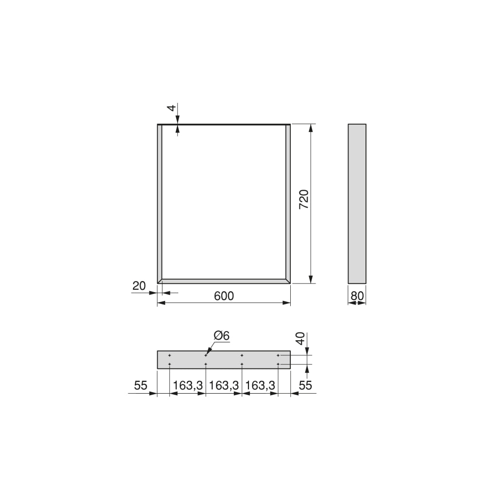 Emuca Set gambe da tavolo Square rettangolari, 600, Verniciato bianco, Acciaio, 2 un
