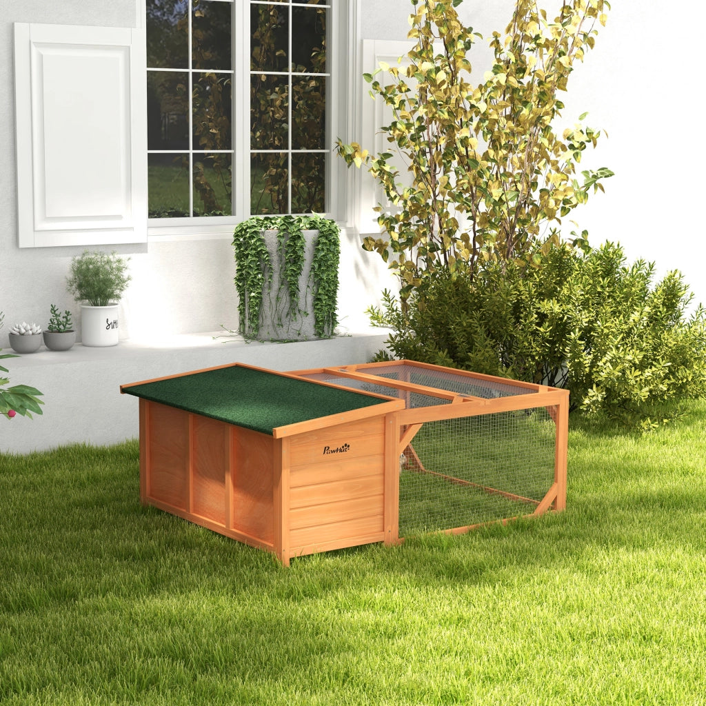 Gabbia per conigli da esterno ¨C zephmum ¨C 125.5x100x49 cm, legno, arancione