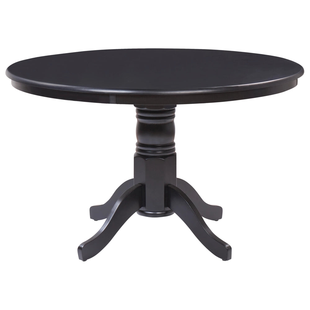 Tavolo da pranzo rotondo in legno retrò con piedistallo 120 cm nero stile retrò vintage