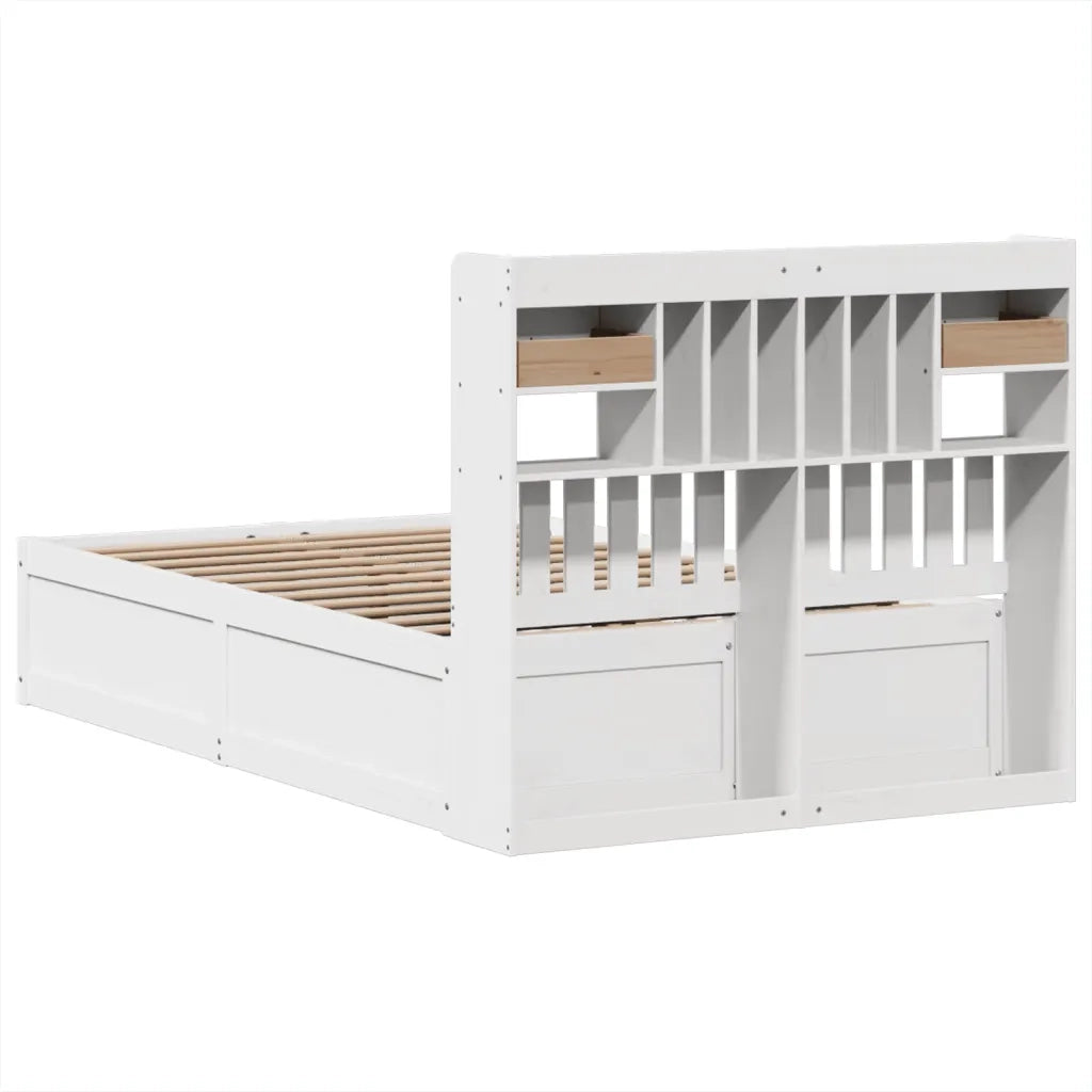 Letto senza Materasso Bianco 135x190 cm Legno Massello di Pino