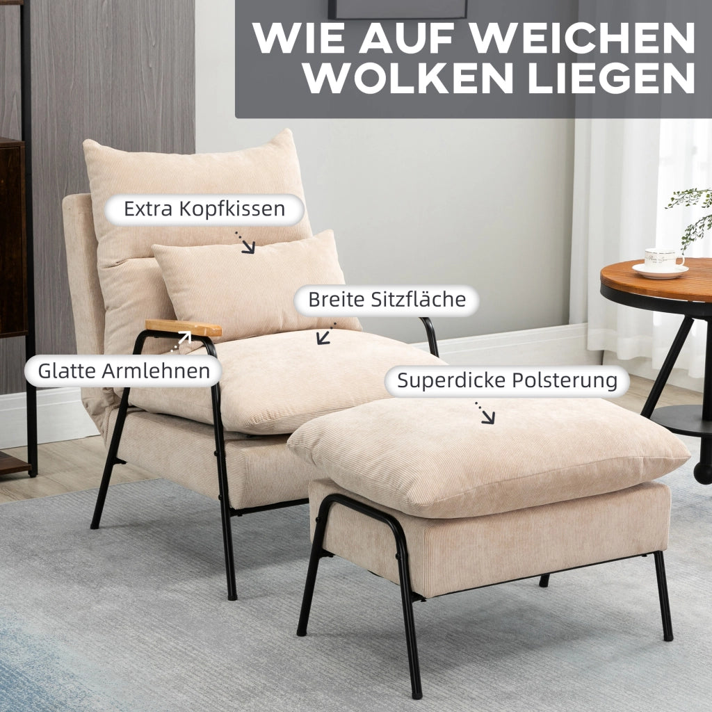 Poltrona Relax con Poggiapiedi ¨C zephmum ¨C 68x91,5x88 cm, Beige
