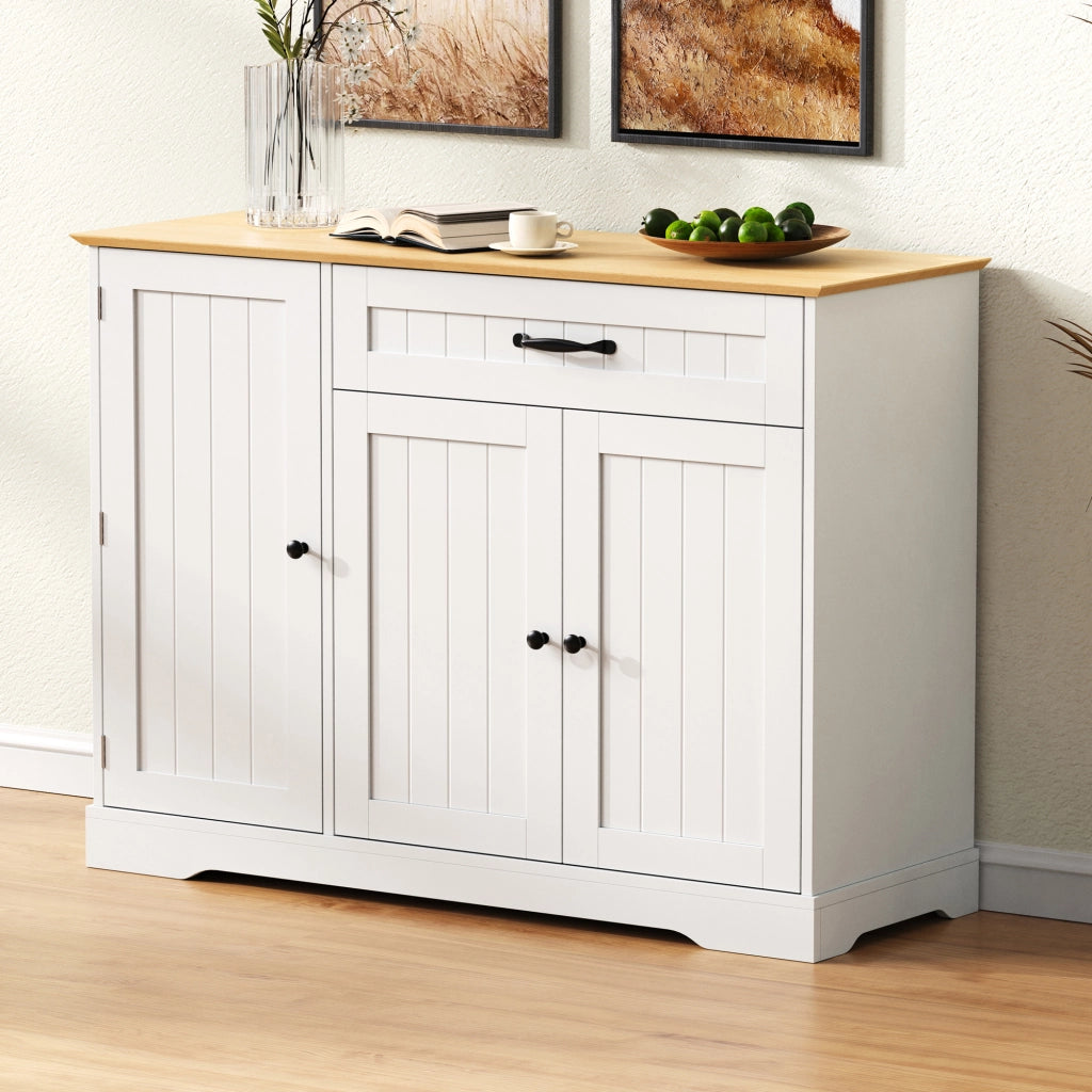 Credenza con 3 ante e 1 cassetto - per ingresso e soggiorno - in MDF - bianco naturale