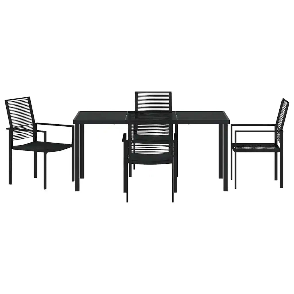 Set da Pranzo per Giardino 5 pz | Set Salotto da Giardino Nero