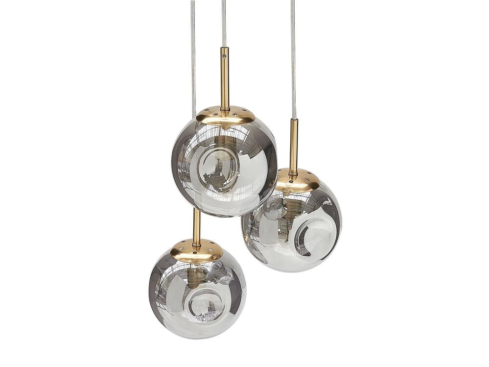 Plafoniera in vetro trasparente e ottone con 3 luci 121 cm soggiorno camera da letto