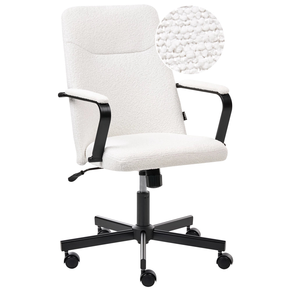 Sedia da ufficio in tessuto bianco girevole e regolabile in altezza con braccioli Casa Ufficio Studio Tradizionale Moderna