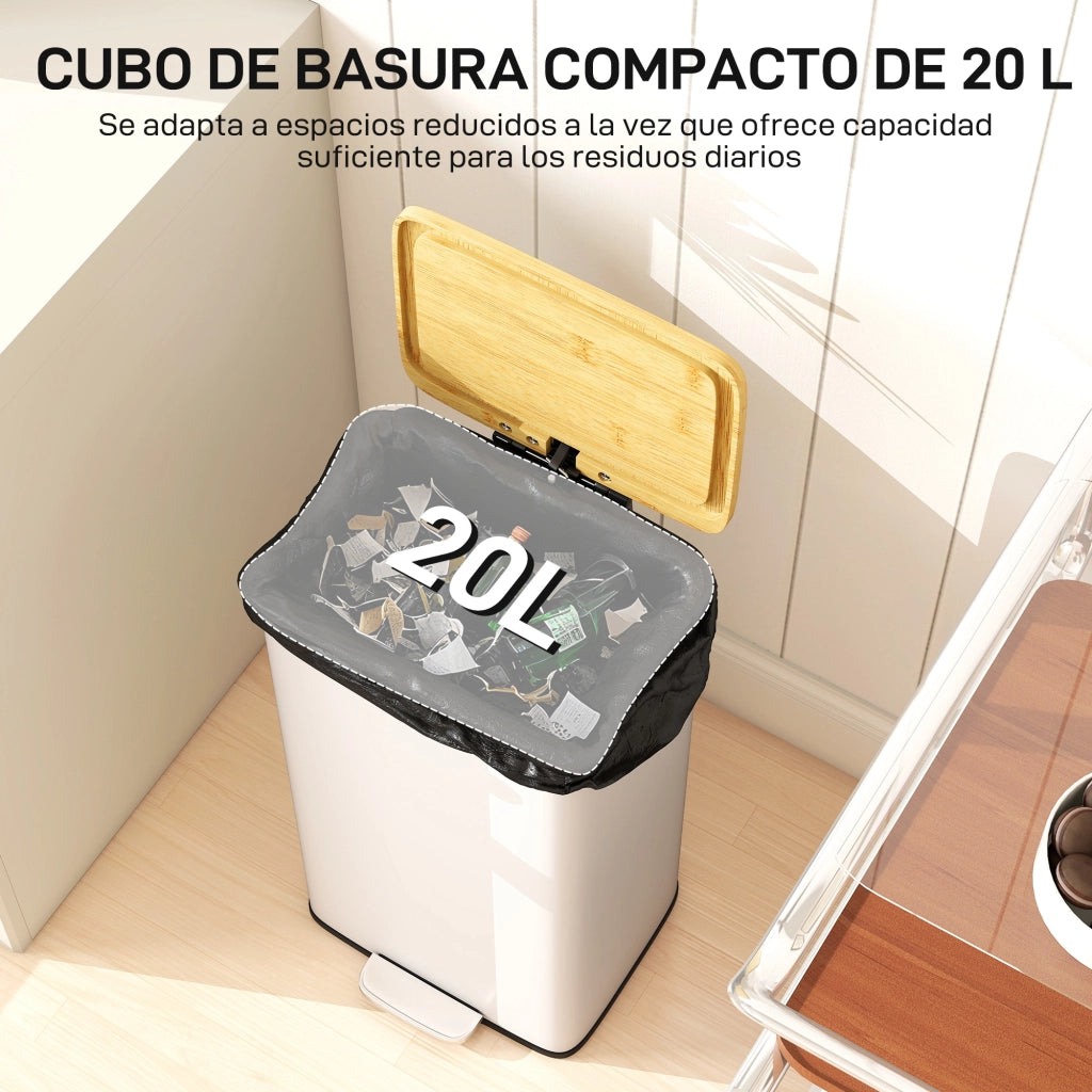 Cubo della spazzatura con pedale 20 litri ¨C zephmum ¨C 29.5x29.5x56.8 cm bianco