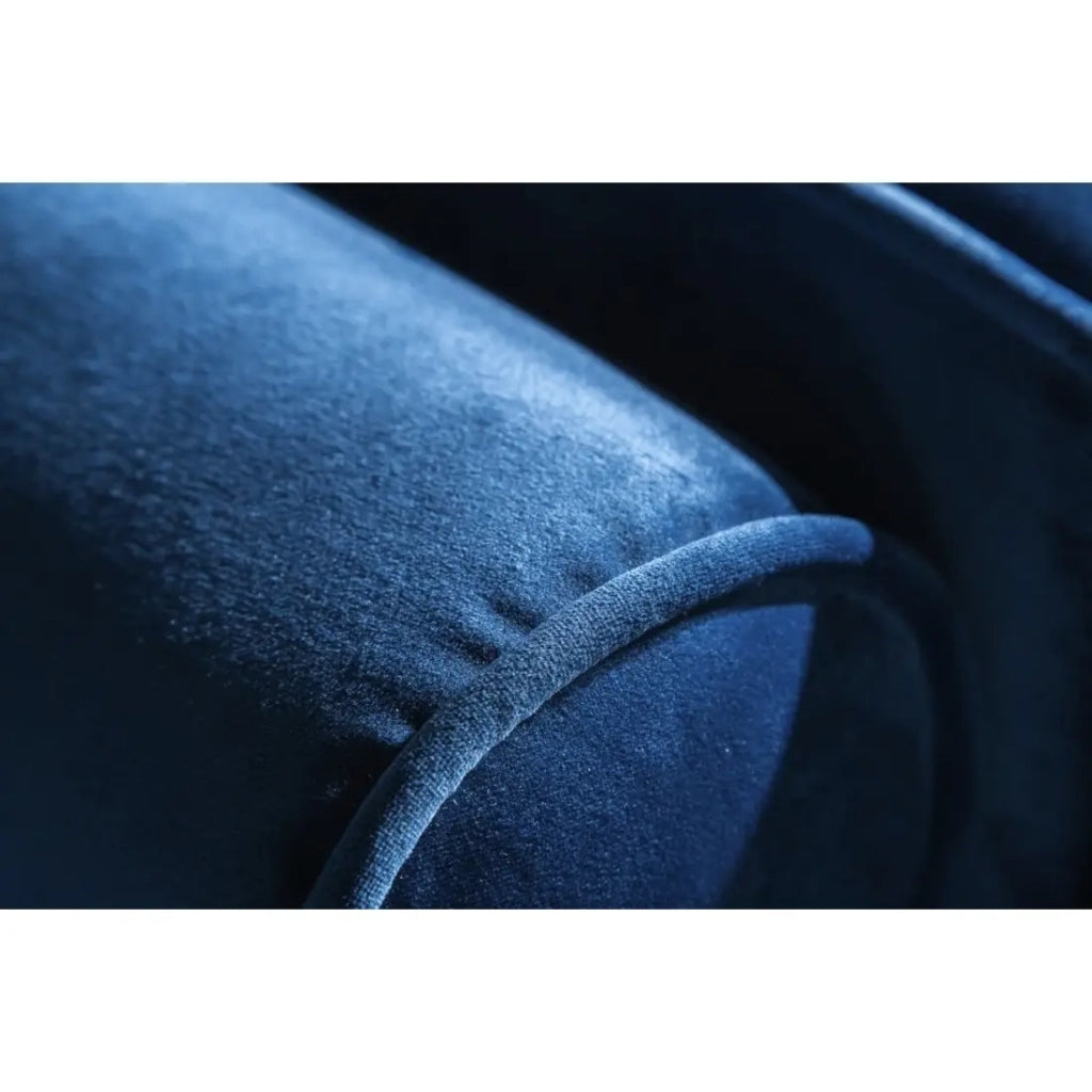 Divano KOLIRI 3 posti blu – Divano design in velluto con struttura in legno massiccio