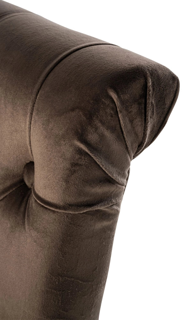 Sedia da cucina Lisburn design Chesterfield marrone,Velluto