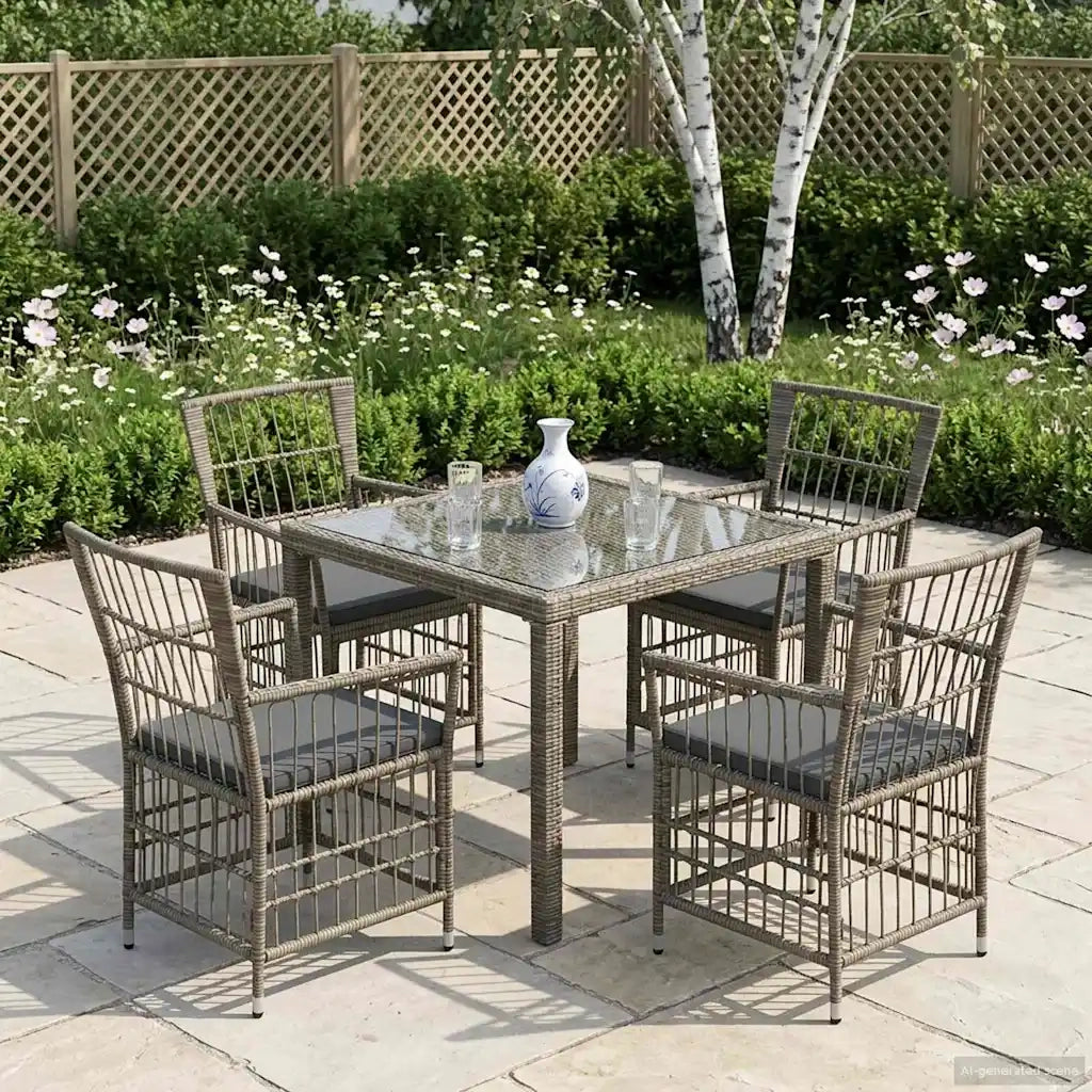 Sedie da giardino 4 pz Grigio polyrattan 42025132