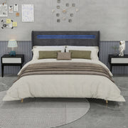Letto imbottito - Xylo - 160x200 - Grigio - Luci LED