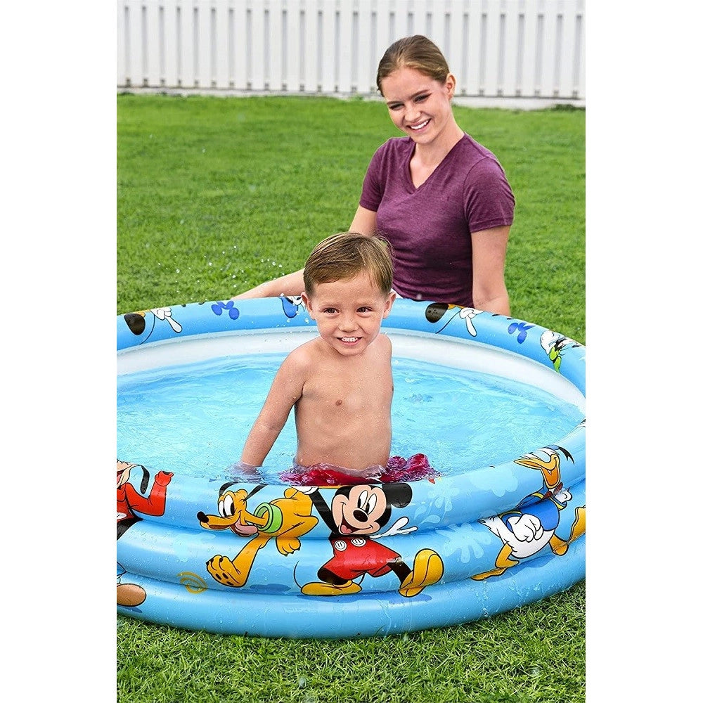 Trade Shop - Piscina Gonfiabile 3 Anelli 122 X 25 Cm Topolino Mickey Mouse Per Bambini 91007 -