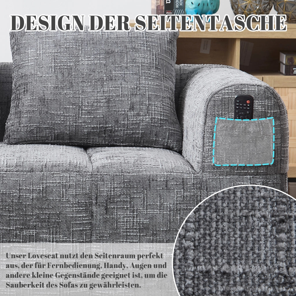 DIVANO Chaise longue 158x90x60 cm Chenille grigio con cuscino incluso