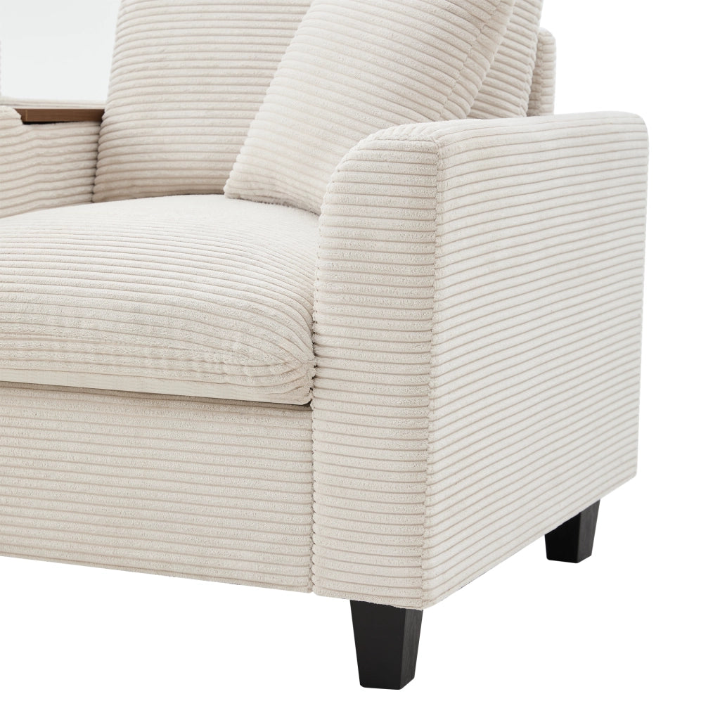 DIVANO Angolare Modulare 229x149,5x83 cm in Corduroy Beige con console