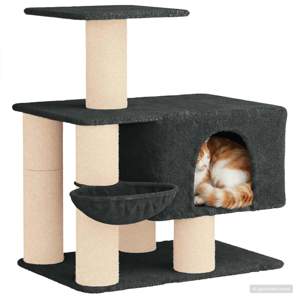 Albero per gatti con pali per graffiare in sisal Grigio Scuro 42033056