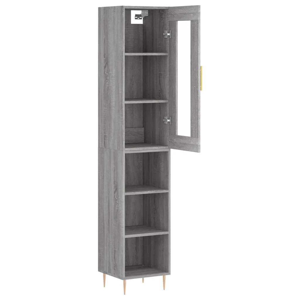 Buffet credenza cassettiera armadio mobile contenitore organizer cucina soggiorno salotto rovere Sonoma alto 34,5 x 34 x 180 cm legno ingegnerizzato grigio 02_0035342