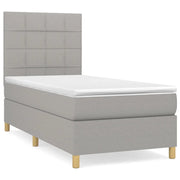 Letto singolo | Letto per adulti | Giroletto a Molle con Materasso Grigio Chiaro 90x190 cm Tessuto
