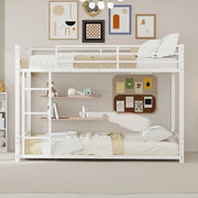 Letto a castello 90x190 cm con scala e sponde in ferro bianco