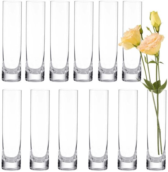 Vasi da tavolo per decorazione - 12 pezzi di vasi mini in vetro trasparente, vasi da tavolo per decorazioni di matrimonio, contenitore per candele galleggiante a forma di uragano per decorazione di festa 19 cm alto
