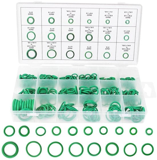 Pakkingen O-ring Nitril in Gomma per Auto, Kit di O-ring per Condizionatori d'Aria di Auto, Set di O-ring per Corrispondenza per Componenti di Acciaio, 270 pezzi.