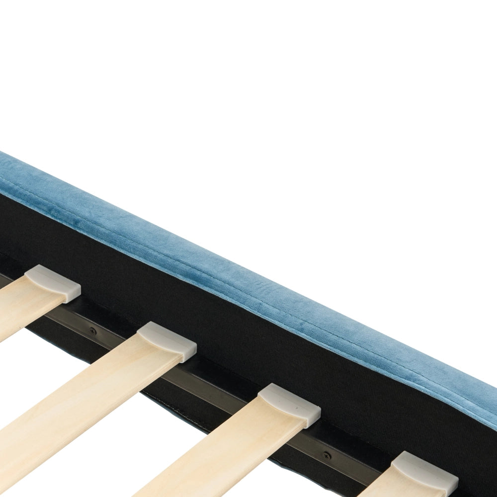 Fodera per telaio letto in velluto azzurro 90 x 200 cm Sfoderabile Lavabile stile retrò