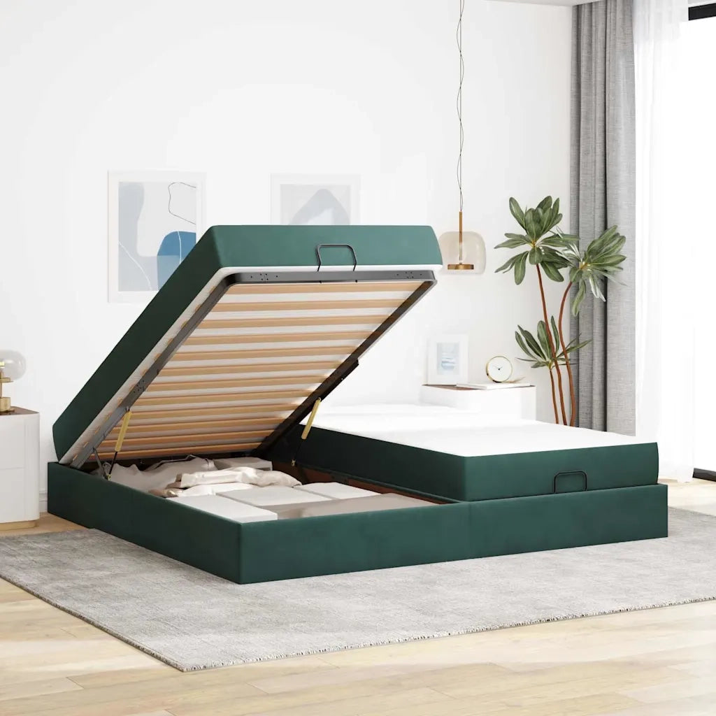 Struttura letto con materasso con materasso 2 pcs Verde Velluto 3399585