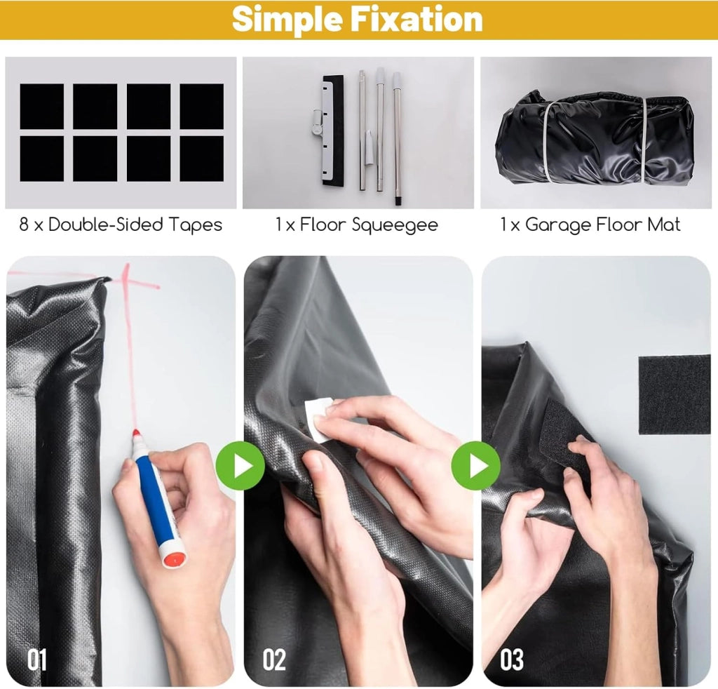 Tappeto per auto, tappetino antiscivolo e impermeabile, protezione contro fango, neve, olio e acqua, tessuto in PVC, per garage, casa, ufficio, nero (235 x 550 x 3,5 cm)