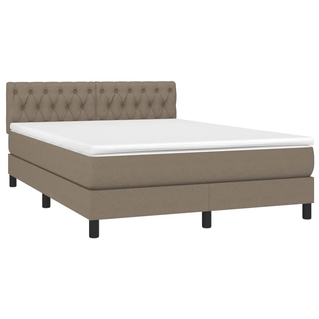 Letto a Molle con Materasso e LED Tortora 140x200 cm in Tessuto 3133401