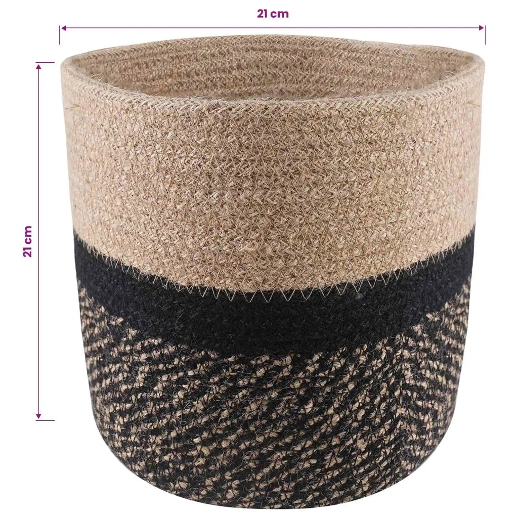 Set di Vasi per Piante 2 pcs Naturale e Nero Ø 21 x 21 cm