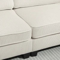 Divano a 3 Posti con Rivestimento in Velluto, Divano da Soggiorno con Anima a Molle, fino a 400 kg, 227 x 84 x 87 cm, Bianco Crema
