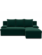 Divano ad angolo Verde scuro 3 posti angolo universale 206x90x146cm GINA