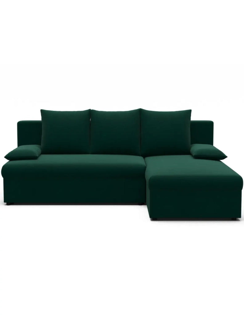 Divano ad angolo Verde scuro 3 posti angolo universale 206x90x146cm GINA