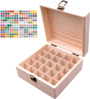 Scatola di Stoccaggio per Olio Essenziale - 25 Scomparti Scatola di Legno per 25 x Fiale da 5ml o 10ml - Conserva i Tuoi Olii in Sicurezza e Risparmia Spazio