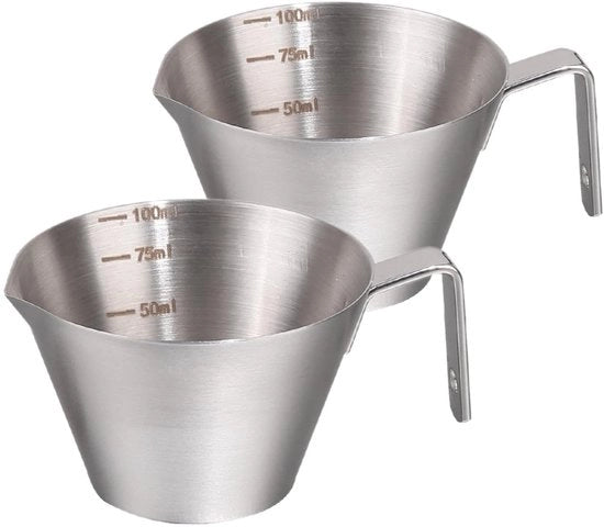 Ciotola per Espresso in Acciaio Inossidabile 100ml - Manico Ergonomico - Ampio - Leggero - Facile da Pulire