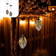 Lanterne Orientali Sospese - Set da 2 - Bronzo Scuro/Dorato - Metallo - Illuminazione Esterna a LED - Energia Solare - Resistenti all'Acqua