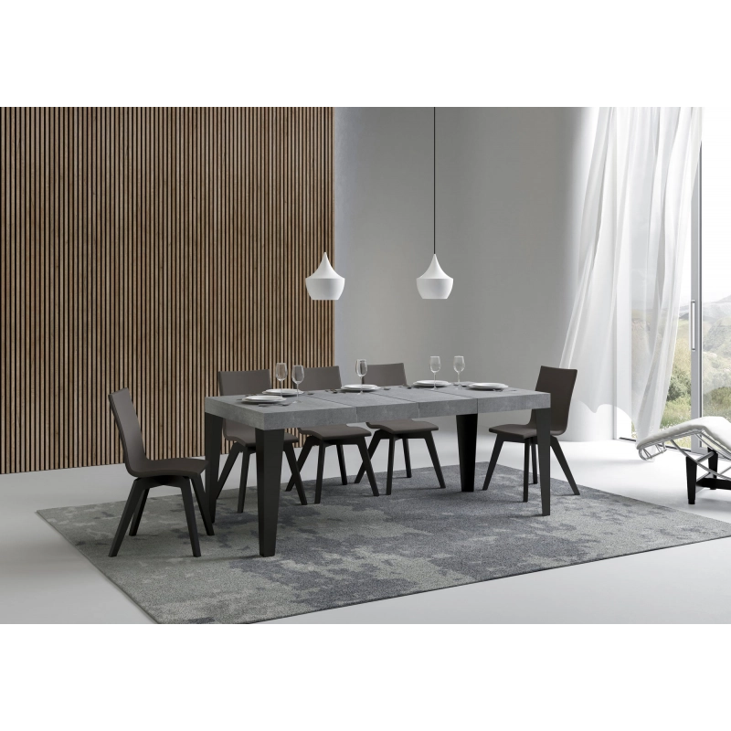 Tavolo allungabile 90x130/234 cm Flame Premium telaio Antracite - Cemento