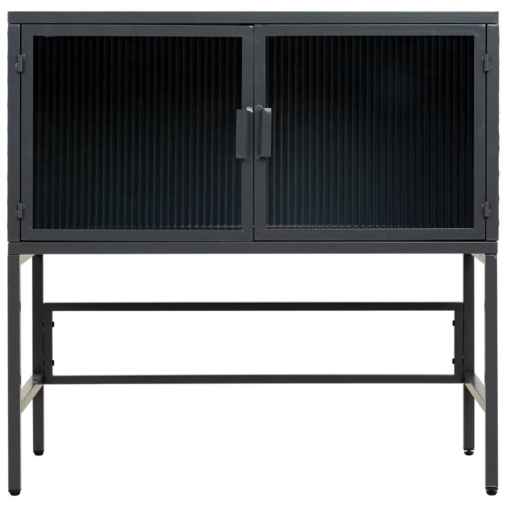 Credenza in vetro, metallo e legno 2 ante, nero 80x38x80,5h cm