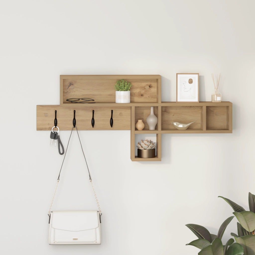 vidaXL Appendiabiti a muro rovere artigianale 100 x 12 x 43.5 cm