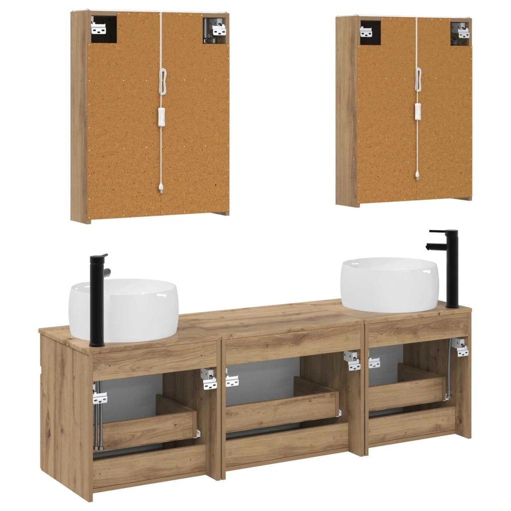 Set di Armadi da Bagno 5 pcs Rovere Artigianale 3406654