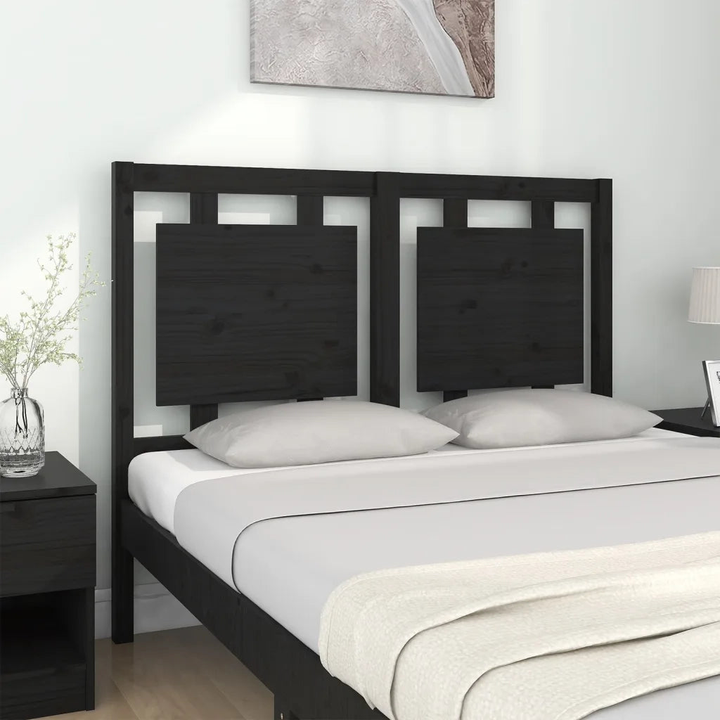 Testiera | Testata per Letto Nera 125,5x4x100cm in Legno Massello di Pino