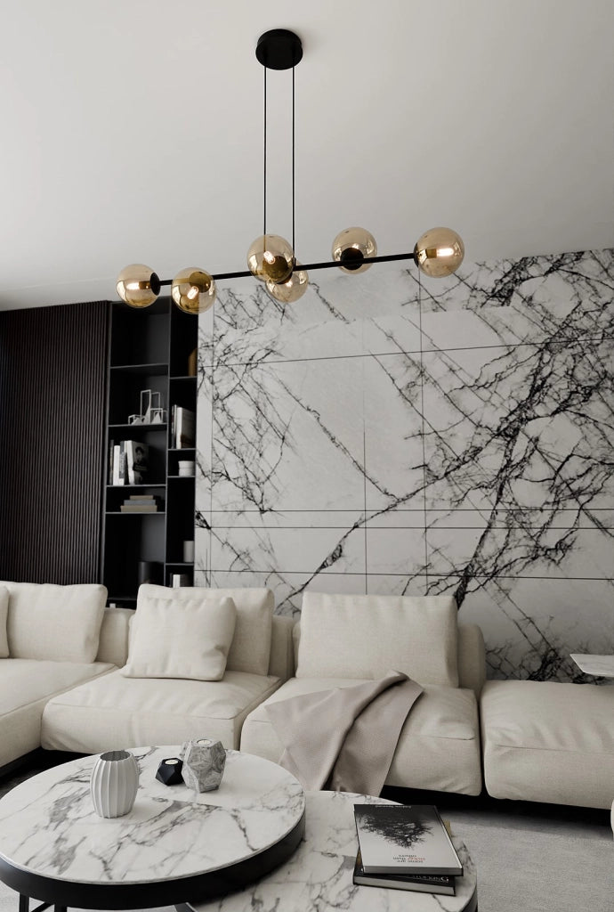 Lampadario Emibig ROSSI 6 luci E14 nero/miele vetro
