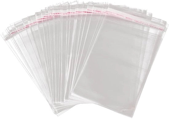Zakche di cellulosa trasparenti 200 pezzi - Autoadesivi - Impermeabili - Resistenti all'umidità - Translucidi - Per cibi e snack - Sacchetti in plastica