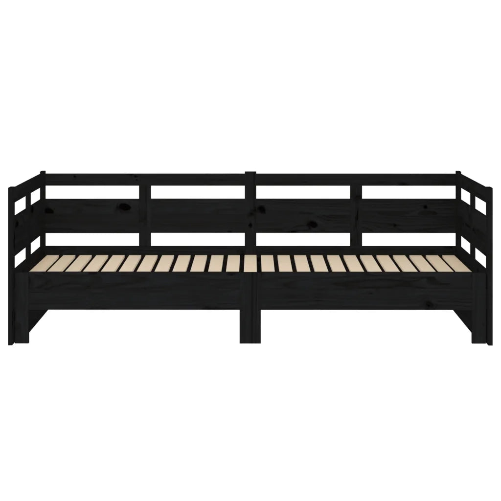Dormeuse Estraibile Nera in Legno Massello di Pino 2x(80x200)cm